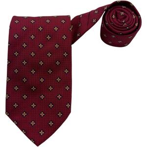 Holland & Sherry Pure Silk Neck Tie Red Blue Yellow Embroidered Squares 3.5x5 US